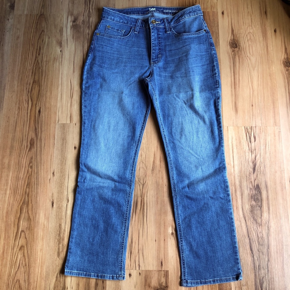 LEE Jeans Denim Midrise Curvy Straight Blue Size 8P Women’s